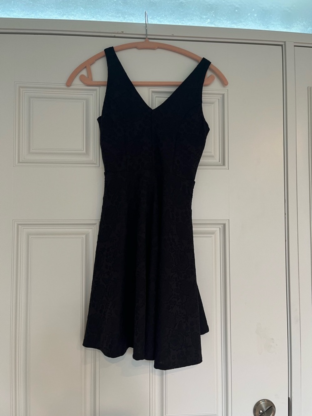 Girls Classic Black V-Neck Lace Fit & Flare Dress. Size 12.